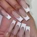 24PCS Long French False Nails Square - Matte Nude White Full Cover Press on Nails for Women Girls - Jelly Glue Included - Buy Online on SooperMarket.com
