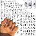 8 Sheets Black White Nail Art Stickers 3D Self Adhesive Bad Girls Nail Designs Stickers Abstract Sexy Black White Flower Love Nail Stickers for Women Girls Sexy Girls Nail Charms DIY Manicure Tips D6