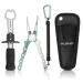 HAUSHOF Aluminum Fishing Pliers and Fish Lip Gripper, Stainless Steel Multi-Function Fishing Pliers Hook Remover with Tungsten Carbide Cutters, Coiled Lanyard and Sheath