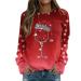 Women's Christmas Sweatshirts Cute Snowman Penguin Print O-Neck Raglan Top Shirt Pullover Comfy Warm Xmas Jumper Winter Long Sleeve Tops Loose Tunic Top Sweaters Z32-red L