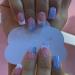 French Style False Nails Medium Length - Blue Heart Stick on Nails - Square Nails Fake Nail for Nails Art - 24pcs Square Press on Nails with Glue Elegant Heart Design Sweet Fake Nails for Women Girls