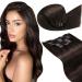 LAAVOO 135G real hair Extensions clip in brown double tresse clip in hair extension real hair dark brown remy clip in extensions real hair brown extensions real hair clips 50cm #2 7pcs 50cm-135g 1.2 #2