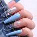 Handcess Long Glossy Blue Coffin Ballerina Press-On Nails 24PC Butterfly Acrylic Art for Women & Girls - Buy Online on SooperMarket.com