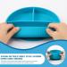 Baby Feeding Set - Silicone Bib, Suction Divided Bowl, Spoon, Fork - Toddler Utensils for Baby Led Weaning - Blue (6 Months) - Buy Online on SooperMarket.com