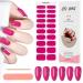 Kalolary 20PCS Nail Gel Polish Strips Solid Color Full Wraps Nail Polish Stickers Cured Gel Nail Strips Self-Adhesive Gel Nail Wrap Stickers Decals with Nail File and Stick(UV/LED Lamp Required) Rosy
