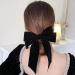 Kioiner 2 Pcs Large Bow Hair Clips Black Red Velvet Bows Barrettes French Bowknot Hair Clips Metal Hair Clips with Long Tail for Girls Women Ladies - Buy Online on SooperMarket.com