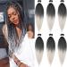 Xusuperb Pre Stretched Braiding Hair ombre Silver Gray 20 inch braids Extensions Black Gray Kanecalon Kunsthaar 6 Packs Soft Yaki-Textur braids Hair extensions (T1b/gray#) 50.8 cm (6-pack) T1b/gray#