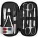 Marqus manicure set men and women 7 parts with nail tongs Solingen Made in Germany for hand and foot care - real leather etui handy and soft 1. black