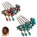 2Pcs Women Hair Combs Accessories  BIMTXL Retro Decorative Fashion Hair Comb Clips - Rhinestone Flower Hairpin for Wedding Prom (Blue+Colorful) Blue + Colorful