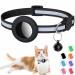Airtag cat neck band integrated cat necking band Airtag with Airtag holder and bell reflective cat collar with a stoppable safety buckle for kitten puppies black