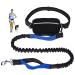 Premium dog leash walk to walk dual grip jogging line with reflective seams and feces bag dispensers dog leash with adjustable for large dogs free -handed and shock -damping black / blue