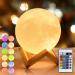 Mydethun 2024 update 16 colors with wooden base Mother's Day gift 12cm LED 3D moon light remote control USB charging night light lamp for children girls bedrooms home decoration multicolor