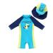 BONVERANO Baby Boys Swimsuit Toddler Bathing Suit Short-Sleeve Zipper One Piece Swimwear with UPF 50+ Sun Protection 12-18 Months Surfing Crocodile