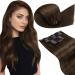 Laavoo brown clip in extensions real hair remy hair 135g real hair extensions clip in dark brown hair extension real hair clip in extensions full of head #4 55cm 7PCs 55cm-135g 1.3 #4