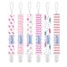 Smlpuame baby pacifier chain girl 6 pieces bpa-free pacifier band fabric girl pacifier chain nuckel chain fit most pacifier and bite toys dummy clips for baby birth gift (pink) pink gray