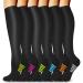 Blongw compression stockings for men 6 pairs of knee socks Support stockings compression socks for sports flight running traveling cycling assorted 07 l-xl