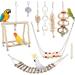 Seahelms 8Pcs Parrot Toys Birds Budgie Cage Toys Cockatiel Bird Chewing Natural Wood Hammock Hanging Bell Bird Cage Swing Toys for Cockatiel Finches Small Parakeets Budgie and Macaws (log)