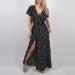 Hemlock Women's V-Neck Short Sleeve Maxi Dress | Printed Summer Beach Dress | Plus Size XX-Large Black - Buy Online on SooperMarket.com