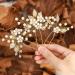 Gorais Pearl Bride Wedding Hair Pins Leaf Bridal Hair pieces Rhinestone Hair Clips Hair Accessories for Women and Girls (Pack of 3) (A-Gold)
