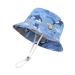 LANGZHEN Beach Sun Protection Hat for Baby Girls Adjustable Toddler Kids Hat Wide Brim Summer Play Hat with Chin Strap Fish School 2-4 Years
