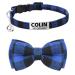 TagME Personalized Cat Collar, Breakaway Kitten Collar with Cute Bow Tie & Bell, Stainless Steel Slide-on Pet ID Tag Engraved with Name & Phone Numbers 1 Count (Pack of 1) Blue