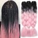 Tess Braids Extensions Ombre 60 cm 3 pack jumbo braids Kanecalon Kunsthaar For single-laid box braids hair extension braid 100g/bundle of ombre hair braids extension (3 piece-black/light pink ombre) 60 cm (3 pieces) black/light pink ombre
