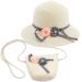 Integrity.1 girls summer sun hat small shoulder bag for girls girls straw hat suit summer flower sun hat flower visor sun hat children's straw hat and small bag (milky white)