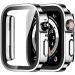 Amizee 2 Pack Compatible with Apple Watch Case 44mm Series 6/5/4/SE with Built-in Screen Protector Hard PC Case Straight Edge Ultra Thin Anti-Scratch Protective Cover for iWatch 44mm (Silver/Clear) 44mm Silver/Clear