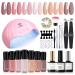 Modelones Gel Nail Polish Kit With 48w UV Led Nail Lamp Starter Kit 22 Pcs Nude Pink Soak Off Nail Gel Polish Set No Wipe Base & Top Coat Bond Primer Diy Home Nail Curing