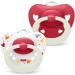 Nuk signature pacifier with a lighting effect |BPA-free pacifier made of silicone |18-36 months |red heart |2 pieces 18m+ light effect red