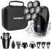 7D Head Shaver, KENSEN 5 in 1 Bald Head Shavers for Men, USB Rechargeable LED Display Electric Razor, Waterproof Wet/Dry Mens Grooming Kit with Beard Clippers Nose Trimmer Black