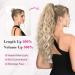 REECHO 26 Long Beach Wave Ponytail Extension - Ash Brown with Platium Highlights | Synthetic Drawstring Hairpiece for Women - Buy Online on SooperMarket.com