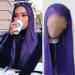 Towarm Dark Purple Long Straight Synthetic Lace Front Wig - Heat Resistant Fiber, Pre Plucked Natural Hairline - Cosplay and Daily Wear - Purple - Buy Online on SooperMarket.com