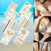 8 Sheets Gold Metallic Temporary Tattoos for Women - Shimmer Designs, Jewelry Fake Tattoo Stickers - Waterproof Body Makeup - Buy Online on SooperMarket.com