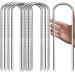 Eurmax USA Trampolines Stakes Canopy Parts Wind Stake 12 Inch Heavy Duty Stake Safety Ground Anchor Galvanized Steel Shaped Silver 8pcs U Shaped