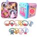 Hair tie for girls in a metal box small hair tie children's hair jewelry thin hair bands elastic hair bands with cute cartoon figures (30 pieces of rubber animals with metal box)
