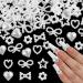 600 Pcs White Pearls 3D Nail Charms Multi Shapes Heart Bowknot Star Nail Art Charms Mixed Acrylic Pearls Hollow Beads Nail Charms for DIY Manicure Crafts Jewelry Accessories