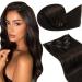 Laavoo dark brown real hair extensions clip in double tresse clip in hair extension real hair 50cm remy clip in extensions real hair 7PCs 105g brown extensions real hair clips 50cm-105g 1.2#2