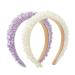 2 Pack Crystal Headbands for Women Padded Pearl Headband (Lavender White) Lavender & Off White