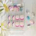 Colorful Waves French Tip Press on Nails - Glossy Blue & Pink Swirl Design | 24Pcs - Buy Online on SooperMarket.com