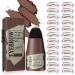 Eyebrow Stamp Stencil Kit - 1 Step Eye Brow Makeup Brow Stamp Shaping Kit with 24 Reusable Eyebrow Stencils  Long-Lasting Waterproof Trio Kit for Perfect Natural Brow (Dark Brown)