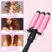 Awhoas 3 Barrel Curling Iron 32MM Hair Waver | Triple Barrel Hair Crimper for Women | Pink Curling Wand with LCD Temp Display - Buy Online on SooperMarket.com