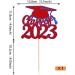 Rsstarxi 1 Pack Congrats Class of 2023 Cake Topper Glitter Class of 2023 Grad Cap Cake Pick Decoration for High School College 2023 Graduation Theme Party Cake Decorations Red Style 8 Red - Buy Online on SooperMarket.com