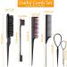 6 Pcs Hair Styling Comb Kit Teasing Comb Brush Set Includes Fluffy Hair Brush Bristle Parting Sleek Double Sided Edge Control Brush Triple Teasing Comb Fine Metal Rat Tail Comb for Man Women Professional Barber (Black) - Buy Online on SooperMarket.com