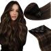 Laavoo real hair Extensions clip balayage brown 55cm hair extension clip in real hair full of head double brown brown with light brown clip extensions real hair 105g 7pcs #2/8/2 55cm-105g 3.2 #2/8/2