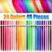 48 Pcs Colorful 21 Inch Straight Clip in Hair Extensions - Rainbow Multi-color Synthetic Long Hairpiece for Women, Girls, and Kids - 24 Colors, Perfect for Parties and Highlights - Buy Online on SooperMarket.com