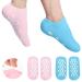 Moisturizing Socks Heel Gel Sock - Callus Rough Foot Care Treatment Soft Silicone Gel Lined Infused Lotion Spa Socks|2 Pairs Cotton Gel Sleeves for Repairing Softening Dry Cracked Feet Skins Blue & Pink