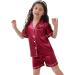 SWOMOG Kids Silk Pyjamas - Short Sleeve Satin PJs Set for Boys and Girls | Red | Ages 12-13 Years - Buy Online on SooperMarket.com
