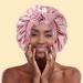 AWAYTR 2 Layered Satin Bonnet for Women Tie Band Hair Bonnet for Sleeping Silk Sleeping Cap with 3PCS Hair Scrunchies (Dust Rose(Bonus 3 Hair scrunchies)) - Buy Online on SooperMarket.com