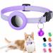 Airtag cat neck band reflective air day cat necklace with bell and airtail holder compatible with Apple Airtag beautiful cat necklace with a stoppable safety buckle for kitten puppy purple